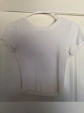 Bozzolo White Ribbed Short Sleeve Tee